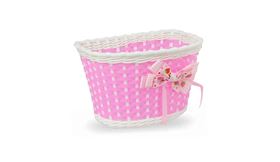 CESTA 16" PLASTICO ROSA/BLANCO LAZO 240X140MM